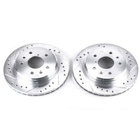 PowerStop Power Stop 86-91 Mazda RX-7 Rear Evolution Drilled & Slotted Rotors - Pair - Brakes Pads