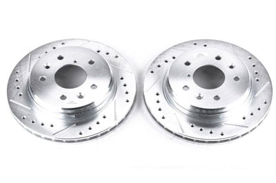 PowerStop Power Stop 86-91 Mazda RX-7 Rear Evolution Drilled & Slotted Rotors - Pair - Brakes Pads