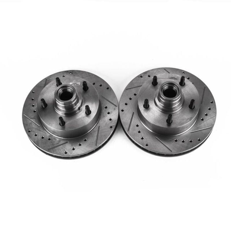PowerStop Power Stop 86-93 Ford E-150 Front Evolution Drilled & Slotted Rotors - Pair - Brakes Pads