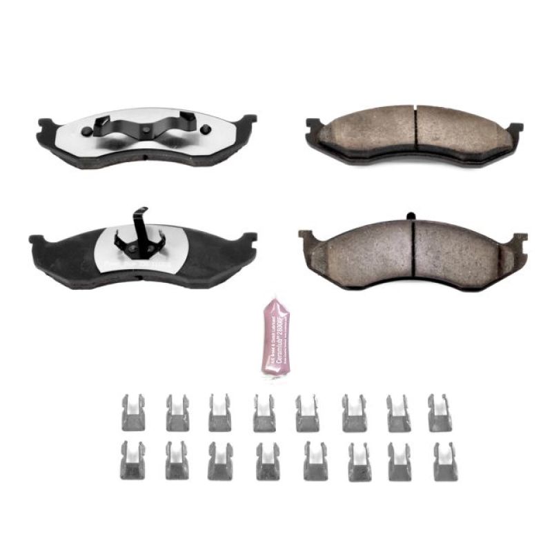 PowerStop Power Stop 90-01 Jeep Cherokee Front Z36 Truck & Tow Brake Pads w/Hardware - Brakes Rotors