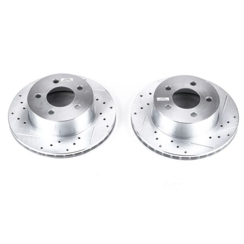 PowerStop Power Stop 90-99 Jeep Cherokee Front Evolution Drilled & Slotted Rotors - Pair - Brakes Pads