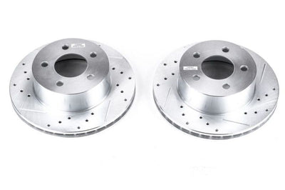 PowerStop Power Stop 90-99 Jeep Cherokee Front Evolution Drilled & Slotted Rotors - Pair - Brakes Pads
