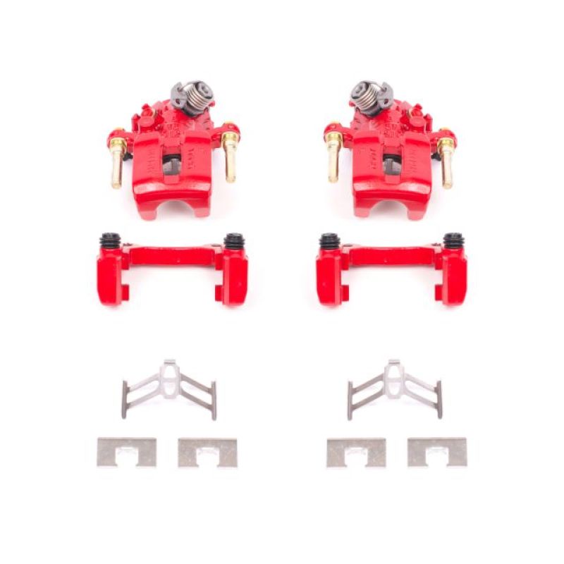 PowerStop Power Stop 92-01 Honda Prelude Rear Red Calipers w/Brackets - Pair - Brakes Rotors & Pads