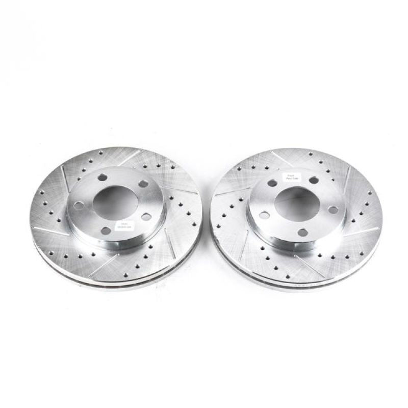 PowerStop Power Stop 94-04 Ford Mustang Front Evolution Drilled & Slotted Rotors - Pair - Brakes Pads