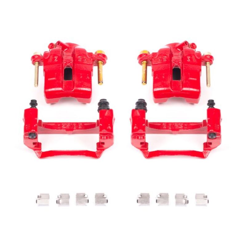 PowerStop Power Stop 94-97 Mazda Miata Front Red Calipers w/Brackets - Pair - Brakes Rotors & Pads