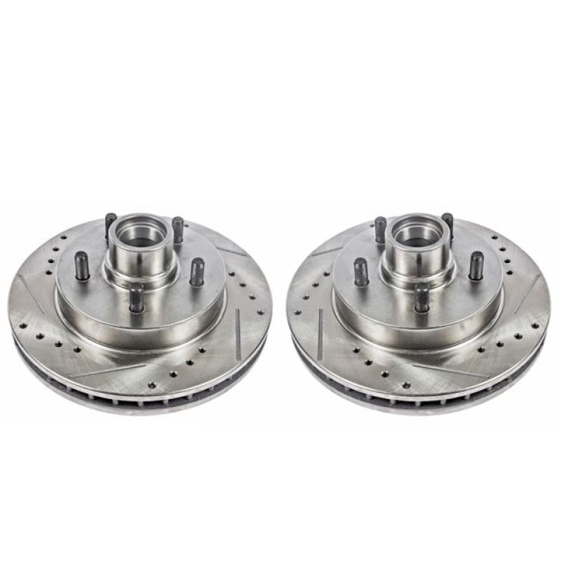 PowerStop Power Stop 95-99 Chevrolet C1500 Front Evolution Drilled & Slotted Rotors - Pair - Brakes Pads