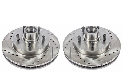 PowerStop Power Stop 95-99 Chevrolet C1500 Front Evolution Drilled & Slotted Rotors - Pair - Brakes Pads