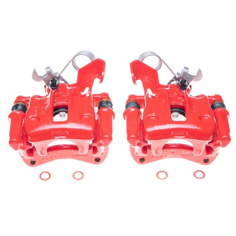 PowerStop Power Stop 96-01 Audi A4 Quattro Rear Red Calipers - Pair - Brakes Rotors & Pads