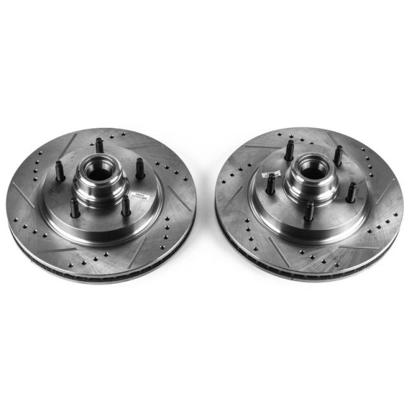 PowerStop Power Stop 97-00 Ford F-150 Front Evolution Drilled & Slotted Rotors - Pair - Brakes Pads
