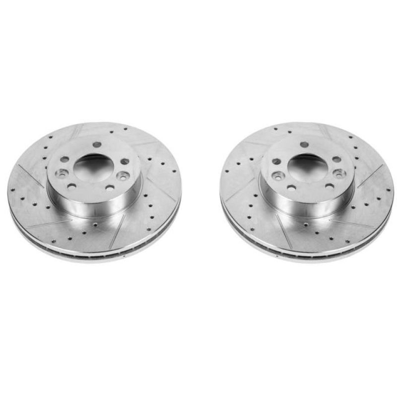 PowerStop Power Stop 98-02 Ford Crown Victoria Front Evolution Drilled & Slotted Rotors - Pair - Brakes Pads