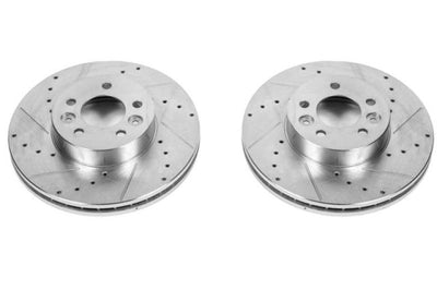 PowerStop Power Stop 98-02 Ford Crown Victoria Front Evolution Drilled & Slotted Rotors - Pair - Brakes Pads