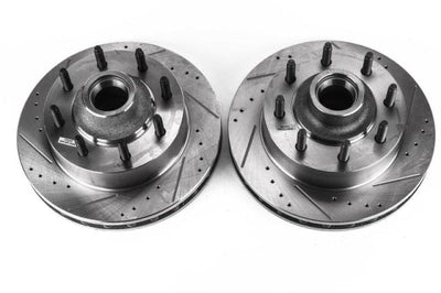 PowerStop Power Stop 99-00 Ford F-250 Super Duty Front Evolution Drilled & Slotted Rotors - Pair - Brakes Pads