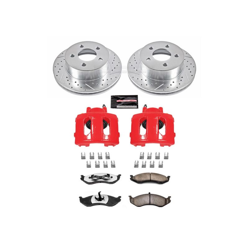 PowerStop Power Stop 99-01 Jeep Cherokee Front Z36 Truck & Tow Brake Kit w/Calipers - Brakes Rotors Pads