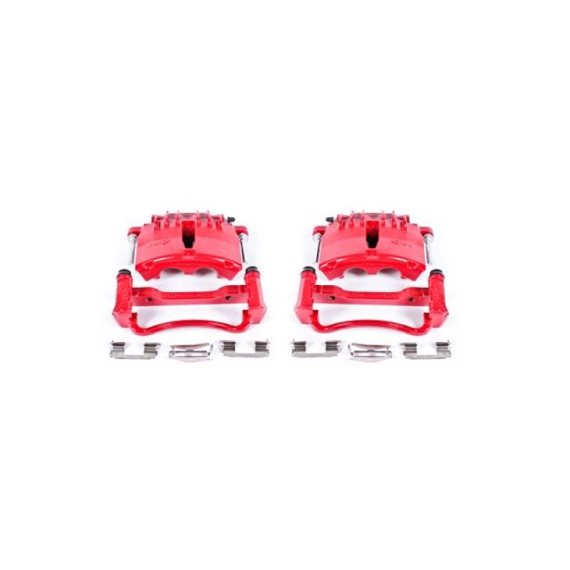 PowerStop Power Stop 99-02 Ford Mustang Front Red Calipers w/Brackets - Pair - Brakes Rotors & Pads
