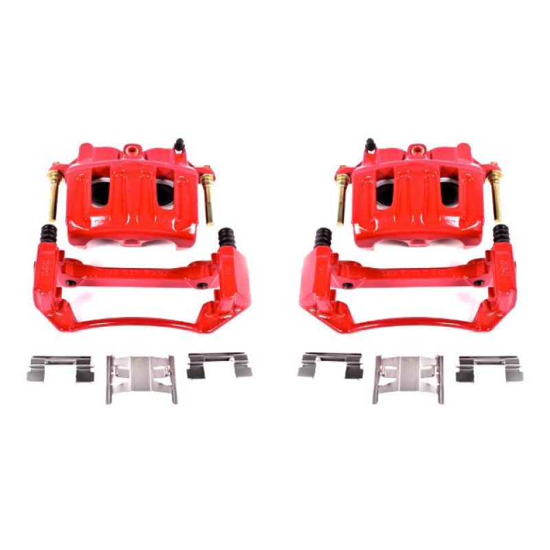 PowerStop Power Stop 99-03 Ford F-150 Front Red Calipers w/Brackets - Pair - Brakes Rotors & Pads