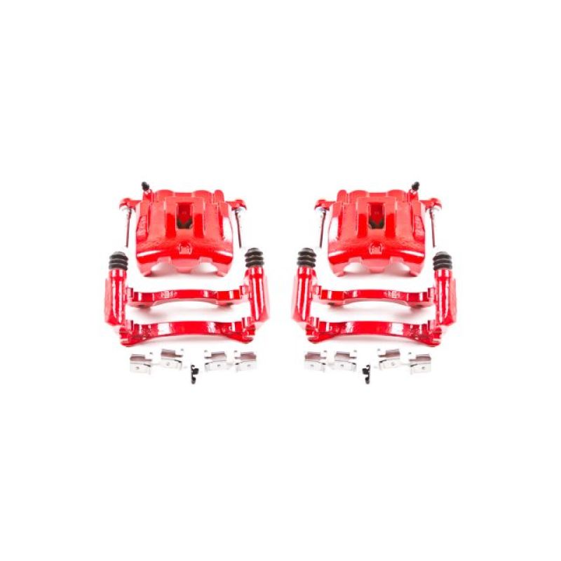 PowerStop Power Stop 99-04 Jeep Grand Cherokee Front Red Calipers w/Brackets - Pair - Brakes Rotors & Pads