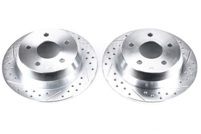 PowerStop Power Stop 99-04 Jeep Grand Cherokee Rear Evolution Drilled & Slotted Rotors - Pair - Brakes Pads