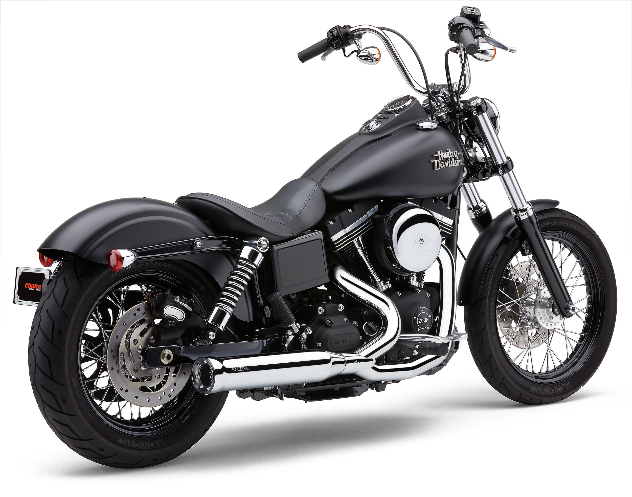COBRA Powrpro Rpt 2 1 Chrome/ Blk Tip Dyna 12 17