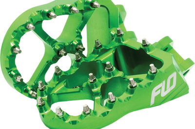 Flo Motorsports Pro Series Foot Pegs Black - Green - Offroad Collection