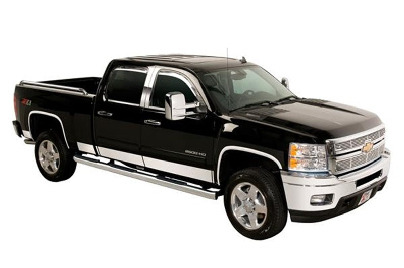 Putco 07-13 Silverado Ext Cab 6.5 Short Box - 6in Wide - 14pcs Stainless Steel Rocker Panels - Body Armor & Protection