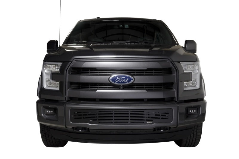 Putco 15-17 Ford F-150 - Stainless Steel Black Bar Design Bumper Grille Inserts - Bumpers Grilles & Guards