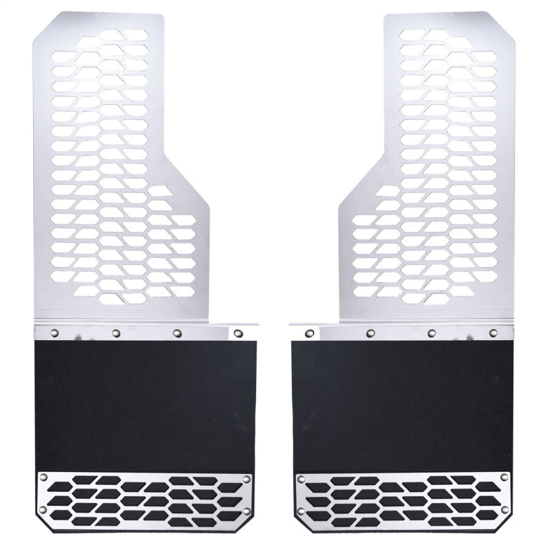 Putco 15-19 Chevy Silv/Sierra HD Dually (Front) - Set of 2 Mud Skins - Brushed SS w/ Hex Shield - Body Armor &