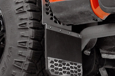 Putco 15-19 Chevy Silv/Sierra HD Dually (Front) - Set of 2 Mud Skins - Brushed SS w/ Hex Shield - Body Armor &