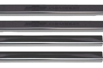 Putco 2019 + Chevrolet Silverado LD- Crew Cab w/ Bow Tie Etching (4pcs) Black Platinum Door Sills - Interior Accessories