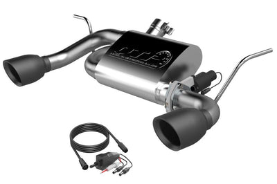 QTP 07-18 Jeep Wrangler 3.6L/3.8L 304SS Screamer Axle Back Exhaust w/4in Black Tips - Mufflers &