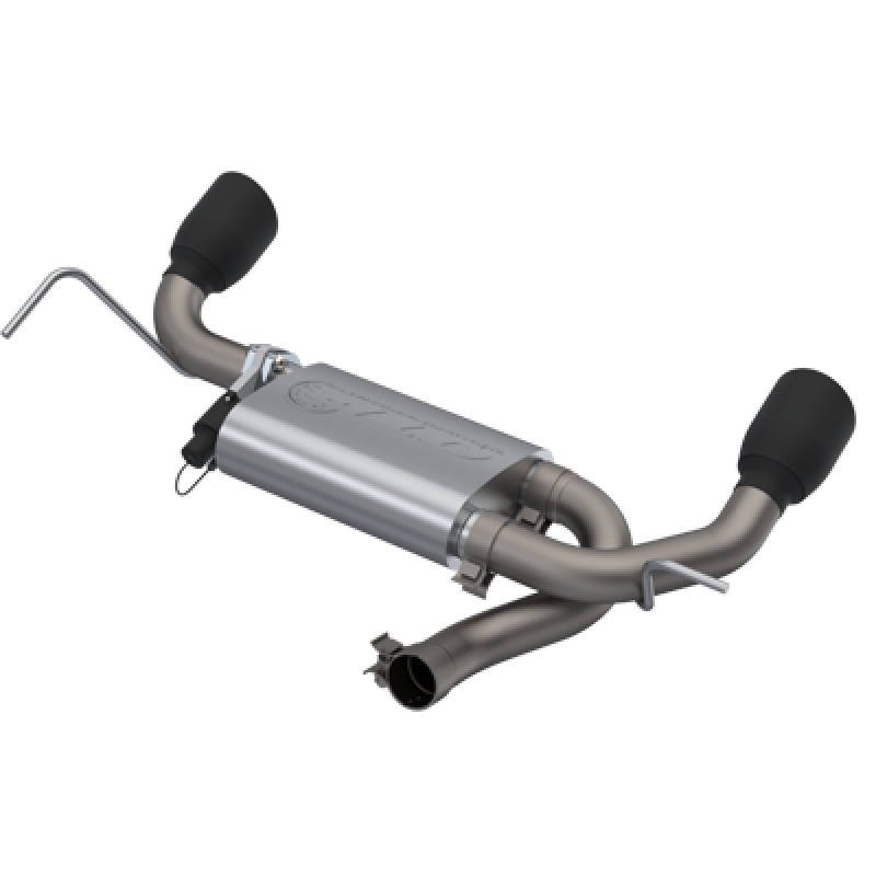 QTP 07-18 Jeep Wrangler 3.6L/3.8L 304SS Screamer Axle Back Exhaust w/4in Black Tips - Mufflers &