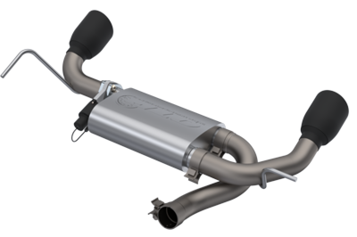 QTP 07-18 Jeep Wrangler 3.6L/3.8L 304SS Screamer Axle Back Exhaust w/4in Black Tips - Mufflers &