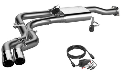 QTP 15-18 Ford F-150 CC/EC Standard Bed 304SS Screamer Cat-Back Exhaust w/3in Tips - Mufflers &