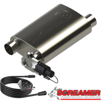 QTP 2.5in Weld-On 304SS Screamer Muffler w/Bolt-On QTEC Electric Cutout - Exhaust Mufflers & Tips