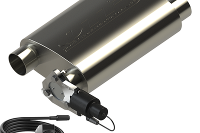 QTP 2.5in Weld-On 304SS Screamer Muffler w/Bolt-On QTEC Electric Cutout - Exhaust Mufflers & Tips