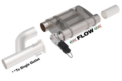 QTP 2.5in Weld-On 304SS Screamer Muffler w/Bolt-On QTEC Electric Cutout - Exhaust Mufflers & Tips