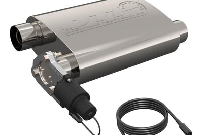 QTP 2.5in Weld-On 304SS Screamer Muffler w/Bolt-On QTEC Electric Cutout - Exhaust Mufflers & Tips