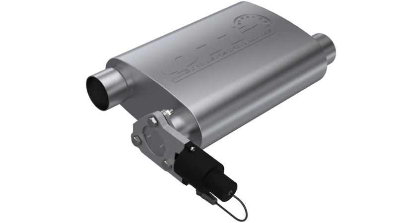 QTP 2.5in Weld-On 304SS Screamer Muffler w/Bolt-On QTEC Electric Cutout - Exhaust Mufflers & Tips