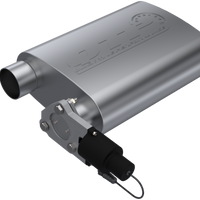 QTP 2.5in Weld-On 304SS Screamer Muffler w/Bolt-On QTEC Electric Cutout - Exhaust Mufflers & Tips