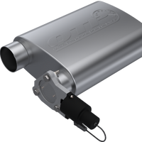 QTP 3in Weld-On 304SS Reverse Screamer Muffler w/Bolt-On QTEC Electric Cutout - Exhaust Mufflers & Tips