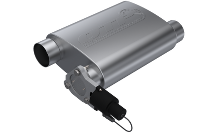 QTP 3in Weld-On 304SS Reverse Screamer Muffler w/Bolt-On QTEC Electric Cutout - Exhaust Mufflers & Tips