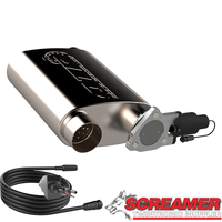 QTP 3in Weld-On 304SS Reverse Screamer Muffler w/Bolt-On QTEC Electric Cutout - Exhaust Mufflers & Tips
