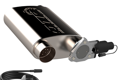 QTP 3in Weld-On 304SS Reverse Screamer Muffler w/Bolt-On QTEC Electric Cutout - Exhaust Mufflers & Tips