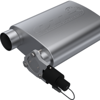 QTP 3in Weld-On 304SS Reverse Screamer Muffler w/Bolt-On QTEC Electric Cutout - Exhaust Mufflers & Tips