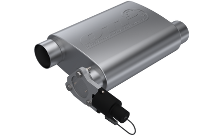 QTP 3in Weld-On 304SS Reverse Screamer Muffler w/Bolt-On QTEC Electric Cutout - Exhaust Mufflers & Tips