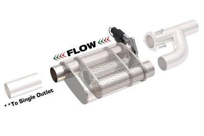 QTP 3in Weld-On 304SS Reverse Screamer Muffler w/Bolt-On QTEC Electric Cutout - Exhaust Mufflers & Tips