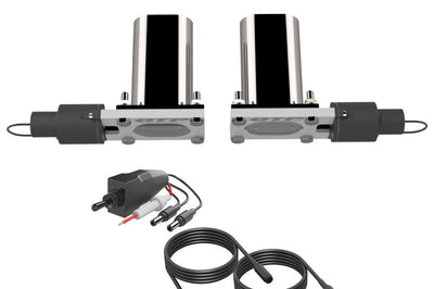 QTP Bolt-On QTEC Dual Low Profile Oval Electric Cutout Valves - Pair - Exhaust Mufflers & Tips