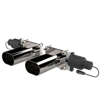 QTP Bolt-On QTEC Dual Low Profile Oval Electric Cutout Valves - Pair - Exhaust Mufflers & Tips