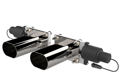 QTP Bolt-On QTEC Dual Low Profile Oval Electric Cutout Valves - Pair - Exhaust Mufflers & Tips