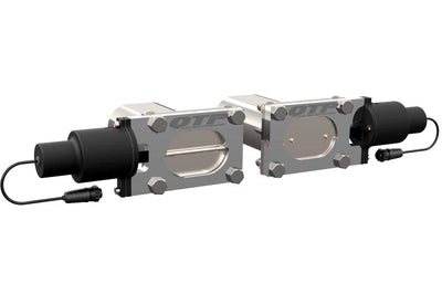 QTP Bolt-On QTEC Dual Low Profile Oval Electric Cutout Valves - Pair - Exhaust Mufflers & Tips