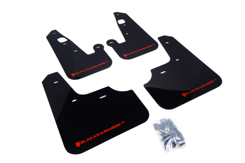 Rally Armor 07-17 Mitsubishi Lancer Black UR Mud Flap w/ Red Logo - Body & Protection